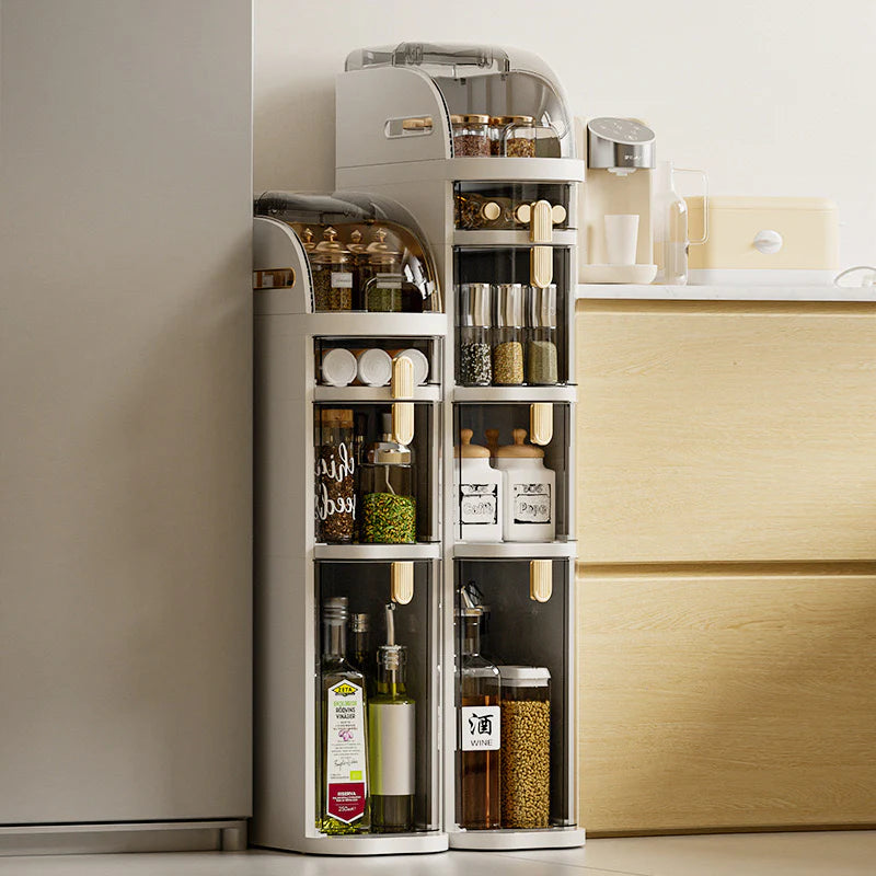 Tower Cabinet Organizer,Narrow Slim Gap Side Rolling Storage with Clear Drawers for Small Space