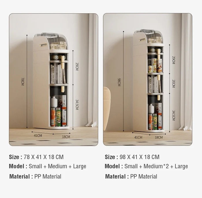 Tower Cabinet Organizer,Narrow Slim Gap Side Rolling Storage with Clear Drawers for Small Space
