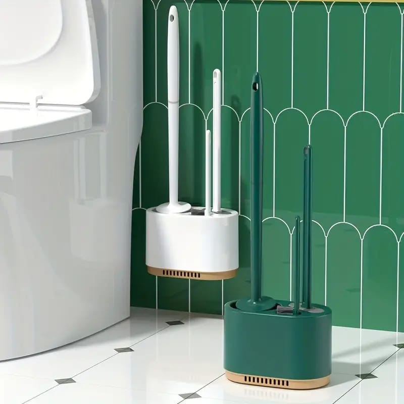 Toilet Brush and Holder Set, 3 in 1 Wall Mounted Toilet Cleaning Set