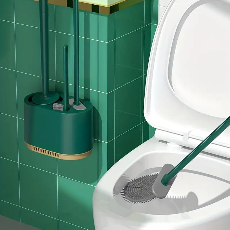 Toilet Brush and Holder Set, 3 in 1 Wall Mounted Toilet Cleaning Set