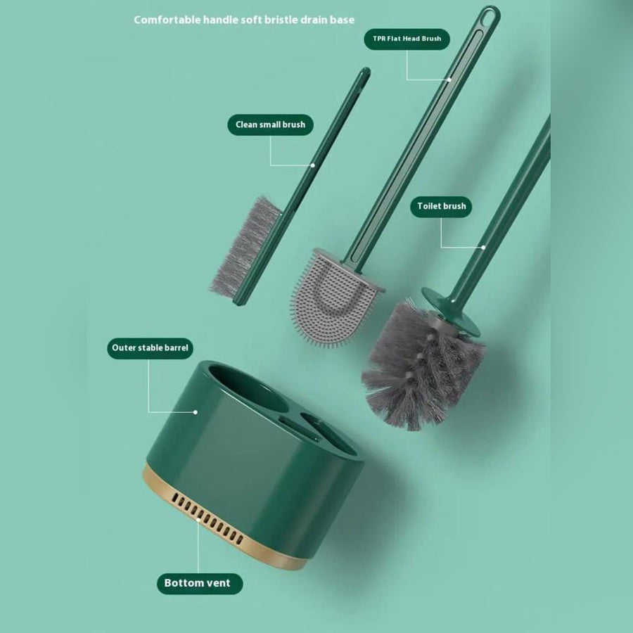 Toilet Brush and Holder Set, 3 in 1 Wall Mounted Toilet Cleaning Set