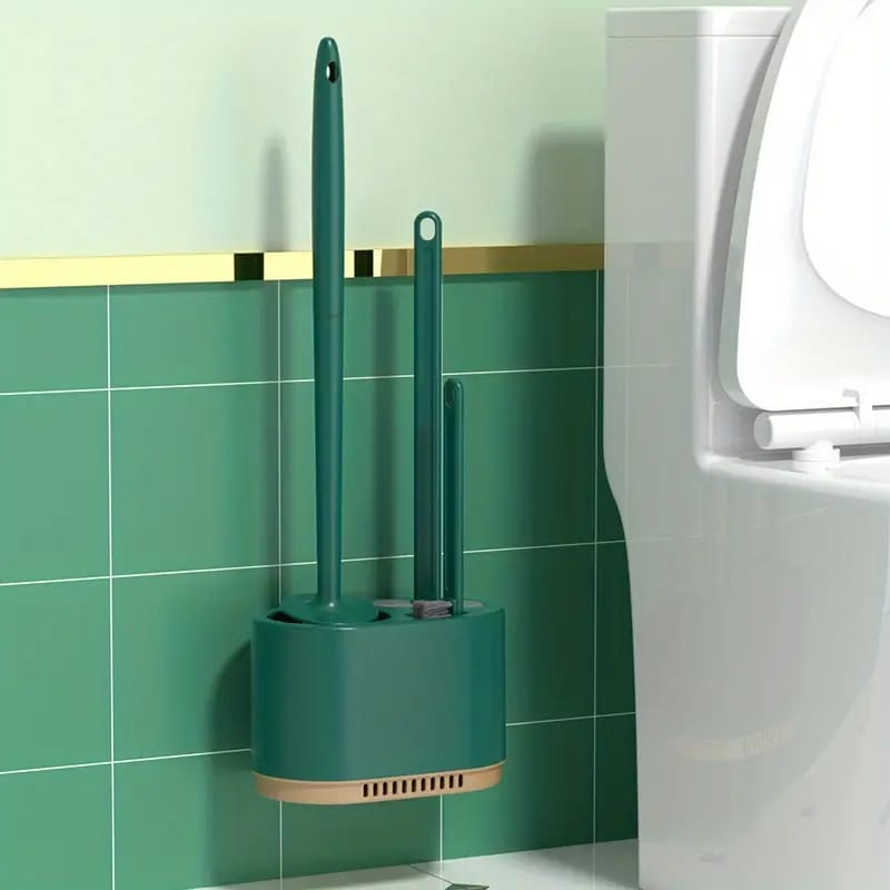 Toilet Brush and Holder Set, 3 in 1 Wall Mounted Toilet Cleaning Set