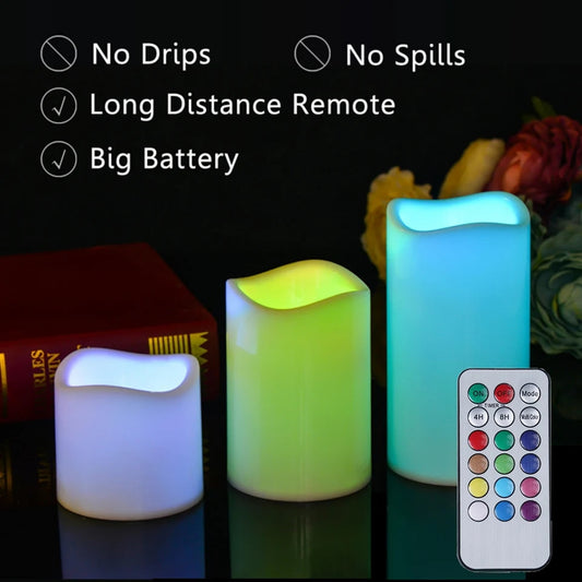 3 PCs Led Candle multi colour