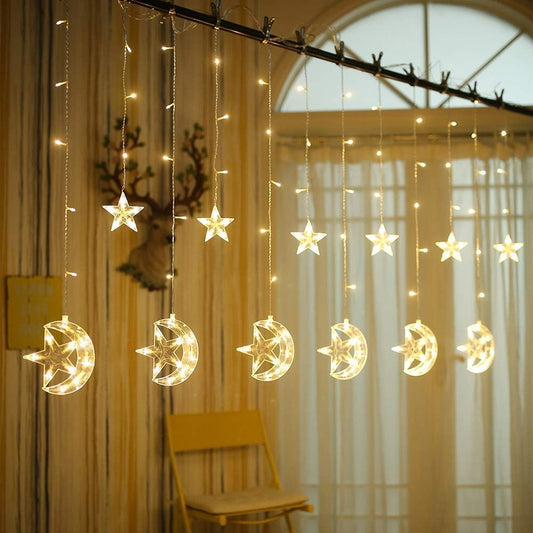 3.5M LED Star and Moon String Lights - Decorative Ramadan Ambiance Lighting for Indoor, Outdoor