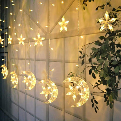 3.5M LED Star and Moon String Lights - Decorative Ramadan Ambiance Lighting for Indoor, Outdoor