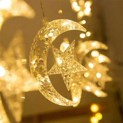 3.5M LED Star and Moon String Lights - Decorative Ramadan Ambiance Lighting for Indoor, Outdoor