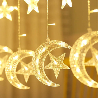 3.5M LED Star and Moon String Lights - Decorative Ramadan Ambiance Lighting for Indoor, Outdoor