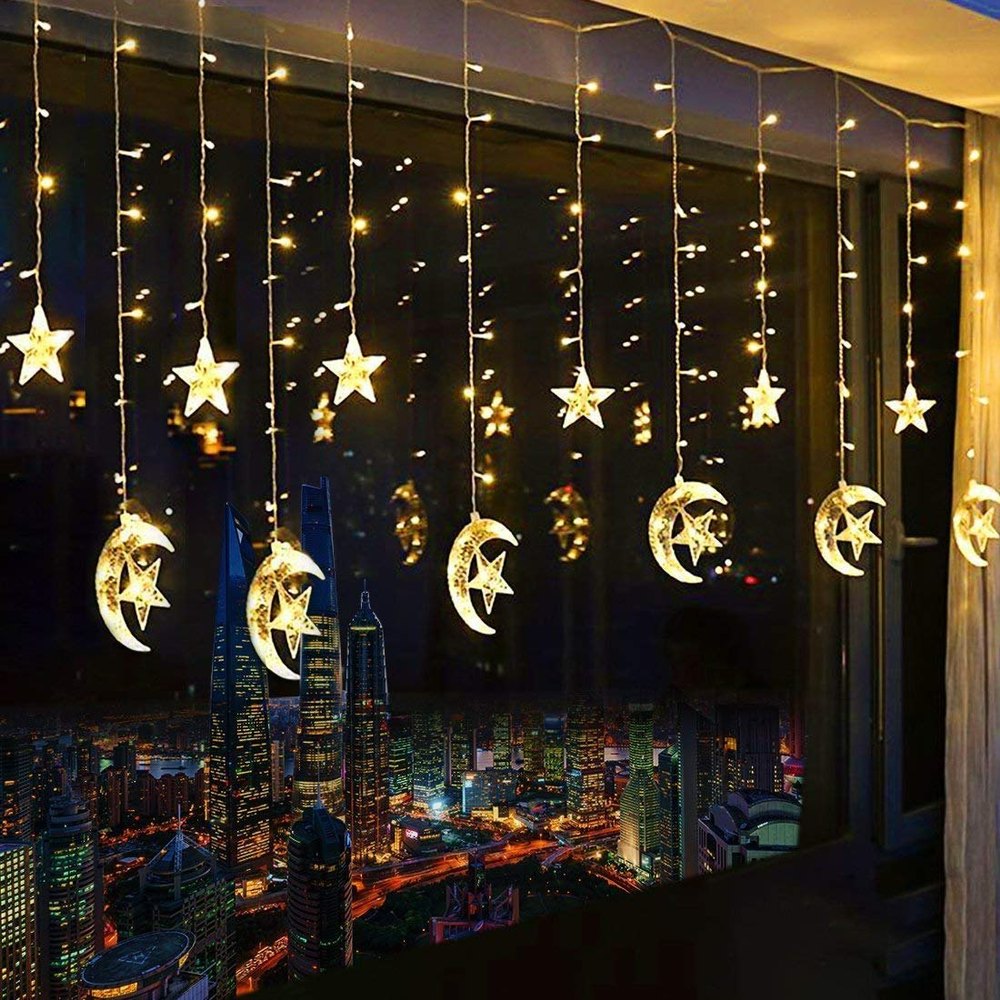 3.5M LED Star and Moon String Lights - Decorative Ramadan Ambiance Lighting for Indoor, Outdoor