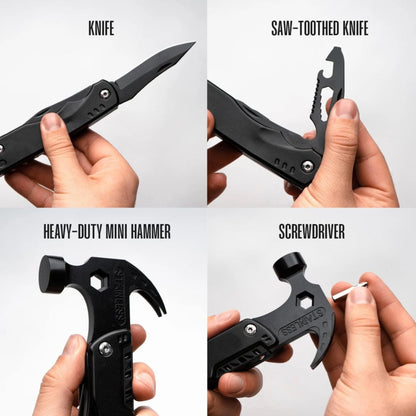 Outdoor Multitool Claw Hammer - Portable Folding Camping Hammer with 14 Functions for Camping, Hiking, Hunting