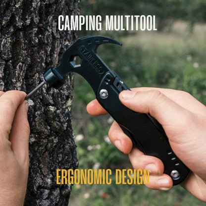 Outdoor Multitool Claw Hammer - Portable Folding Camping Hammer with 14 Functions for Camping, Hiking, Hunting