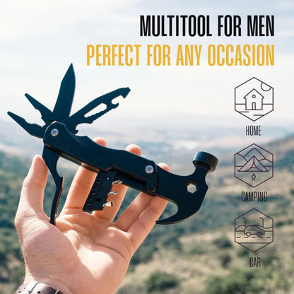 Outdoor Multitool Claw Hammer - Portable Folding Camping Hammer with 14 Functions for Camping, Hiking, Hunting