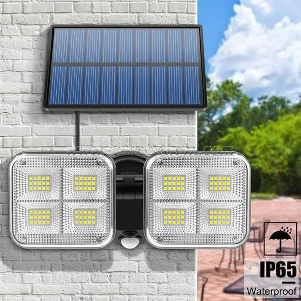 مصباح LED يعمل بالطاقة الشمسية مع مستشعر الحركة - مصباح يعمل بالطاقة الشمسية للاستخدام الداخلي والخارجي ومقاوم للماء مع رأس قابل للتعديل 