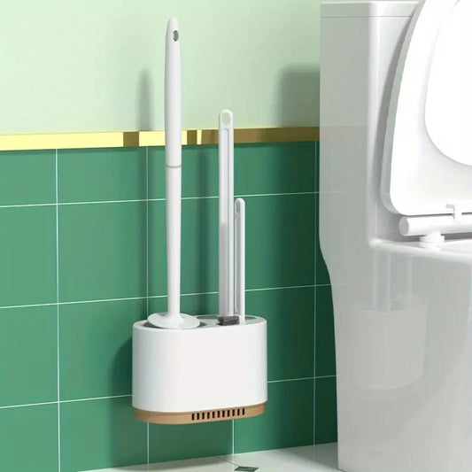 Toilet Brush and Holder Set, 3 in 1 Wall Mounted Toilet Cleaning Set